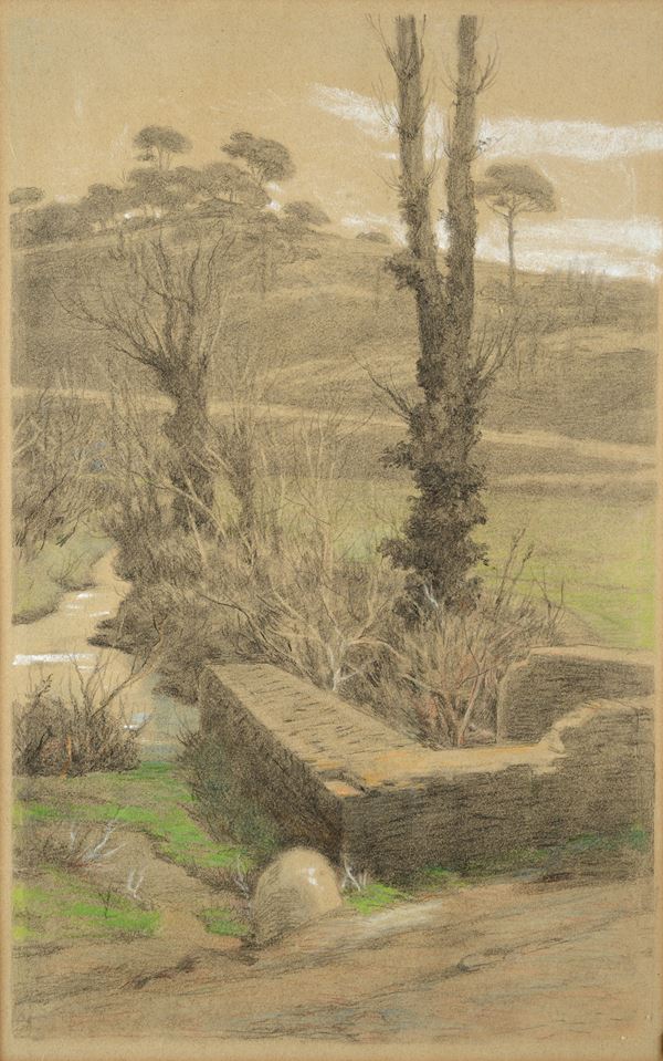 Attr. a Ettore Ferrari - Landscape with trees