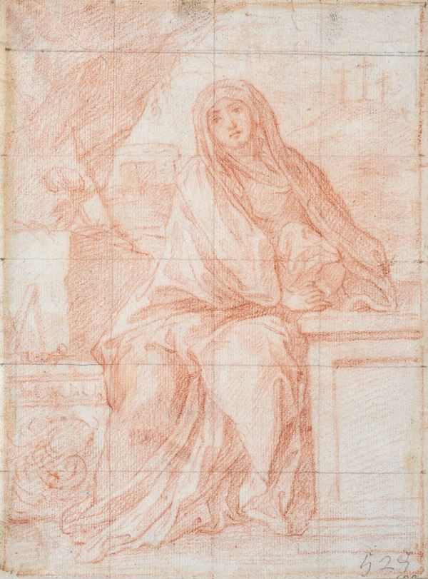 Attr. a Giuseppe Bartolomeo Chiari - Study for Mater Dolorosa with Golgotha in the background