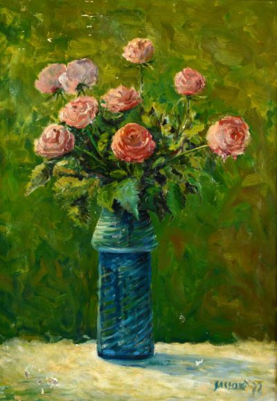 Vaso di fiori, olio su tela