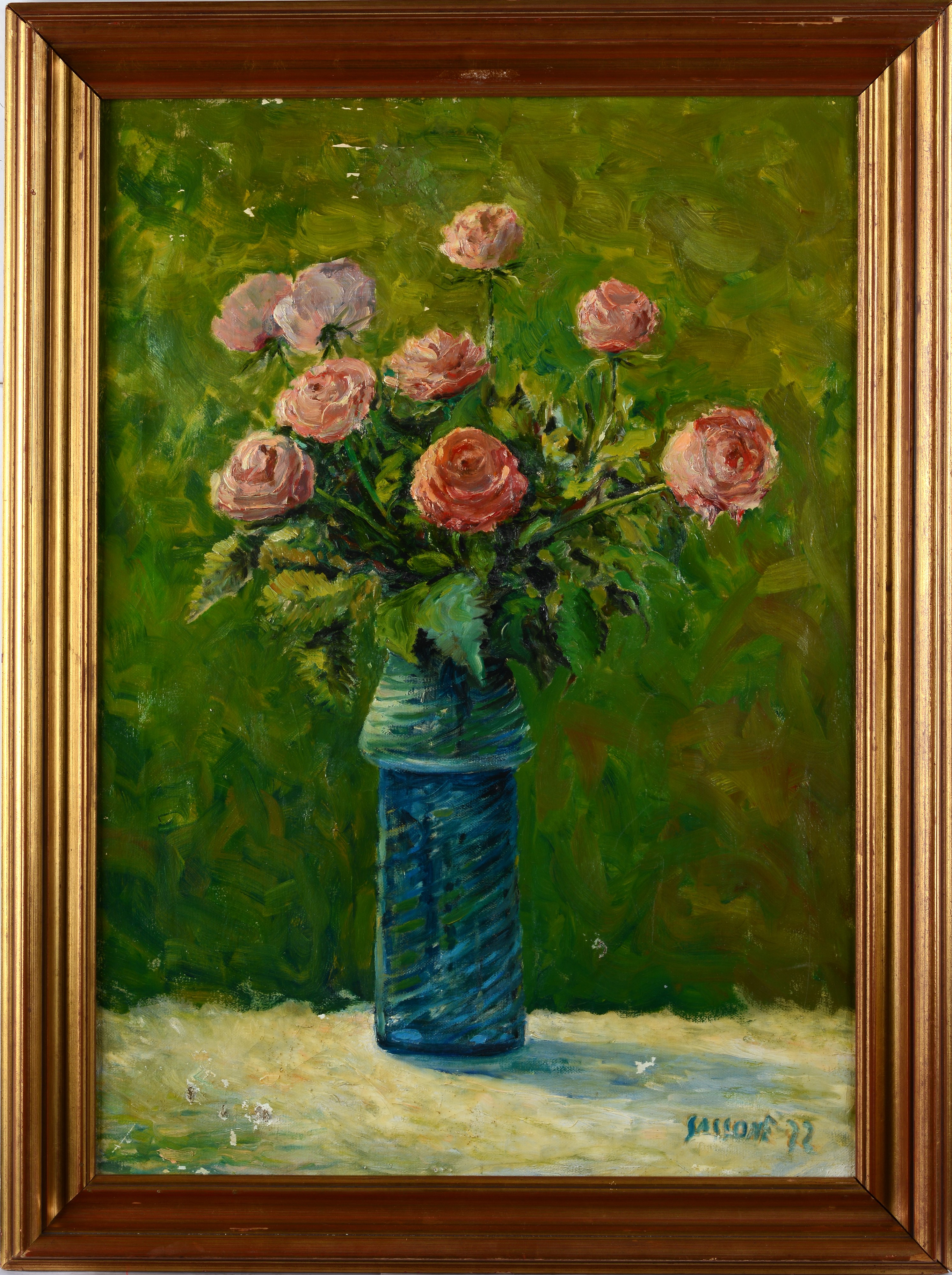 Nicola Sassone - Vaso di fiori, olio su tela