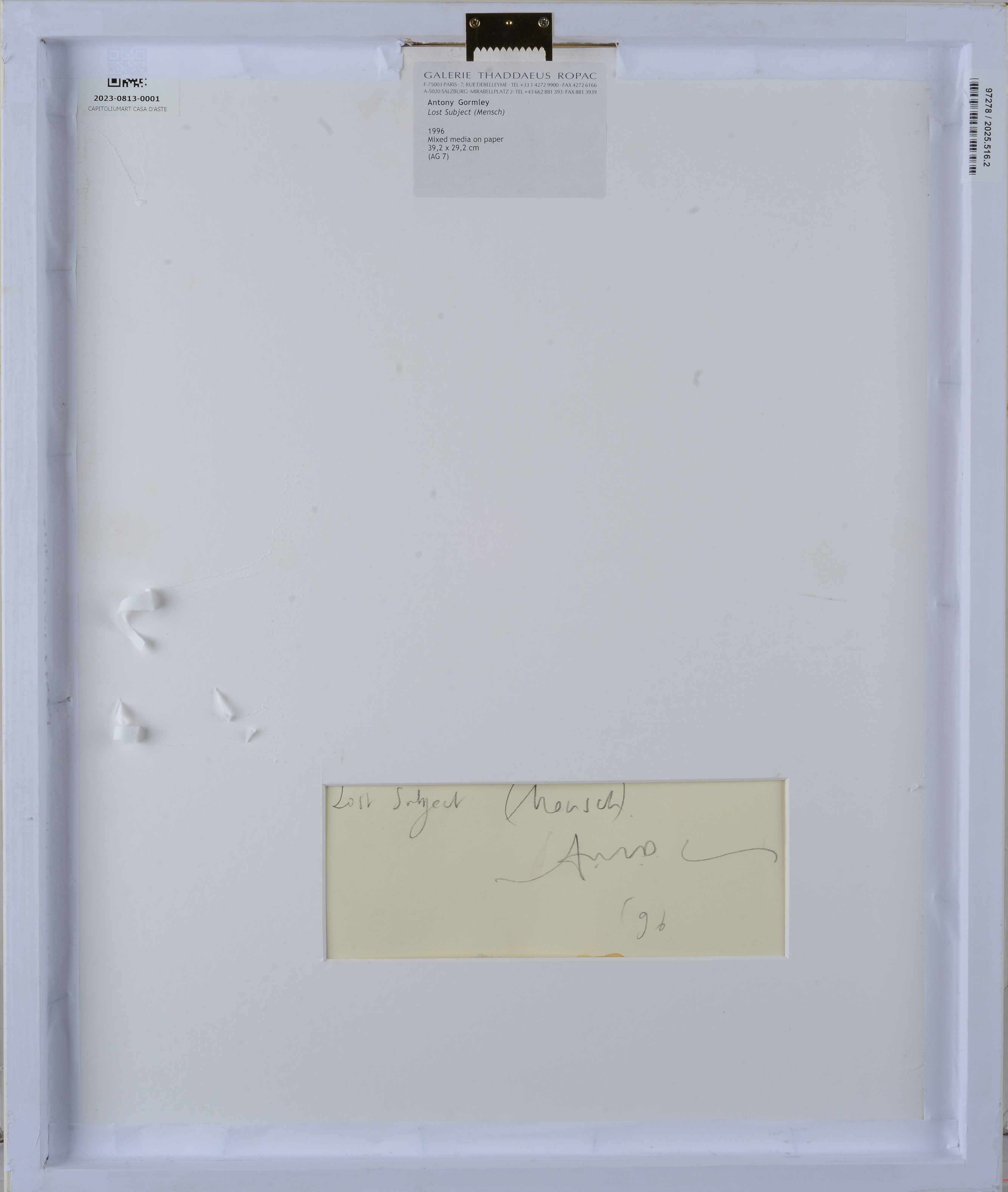 Antony Gormley - Lost Subject (Mensch), tecnica mista su carta