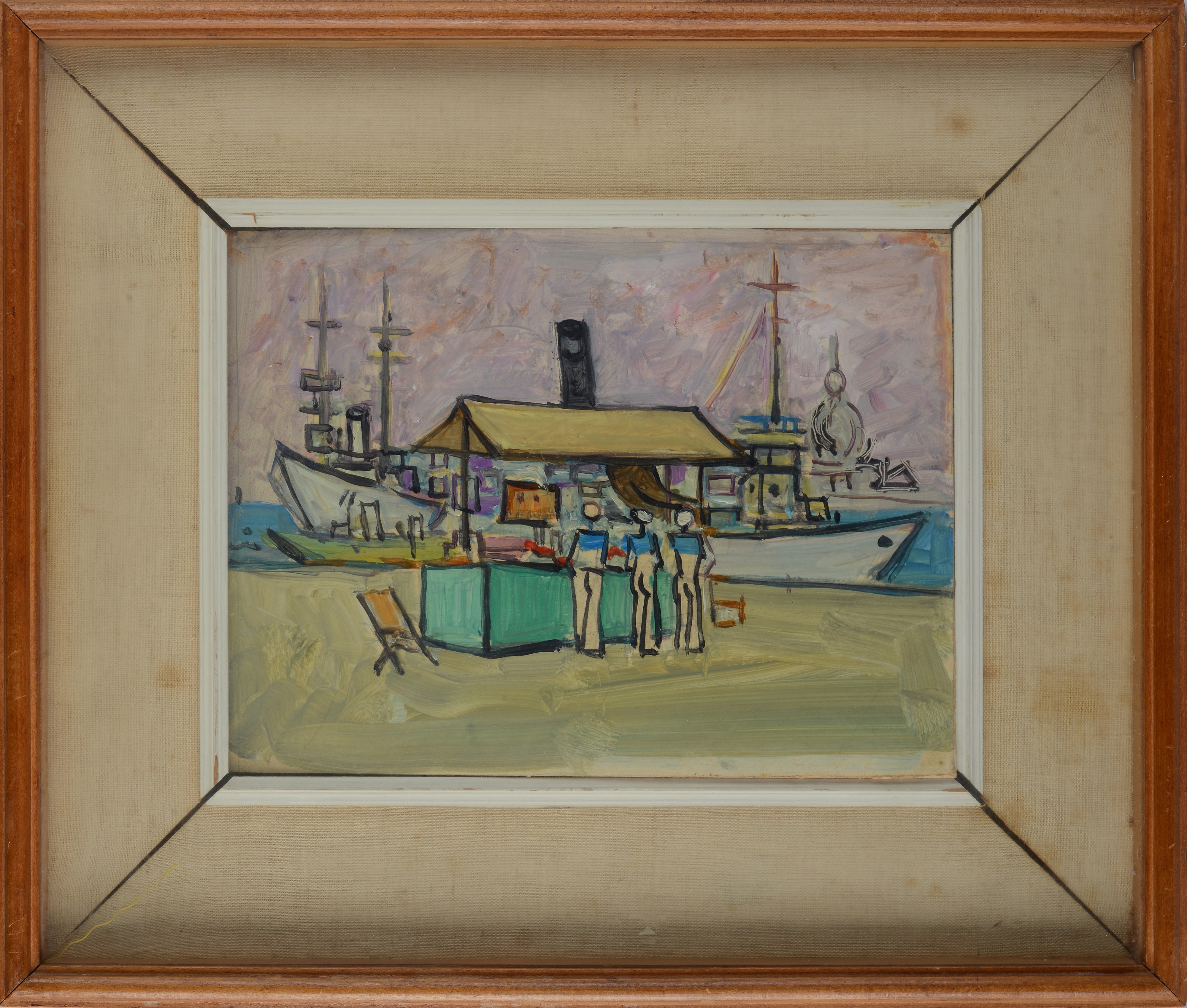 Moses Levy - Marinai a Venezia, olio su cartoncino riportato su cartone