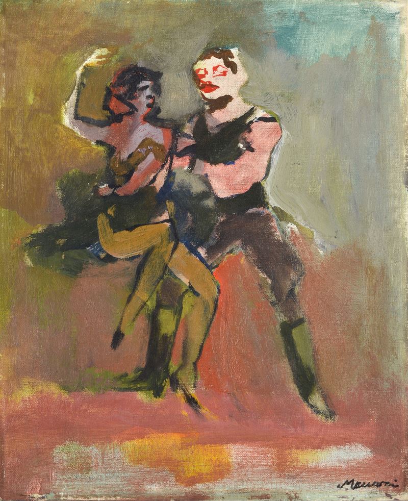 Mino Maccari - Ballerini, olio su cartone telato