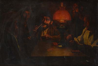 Giocatori di carte, olio su tela