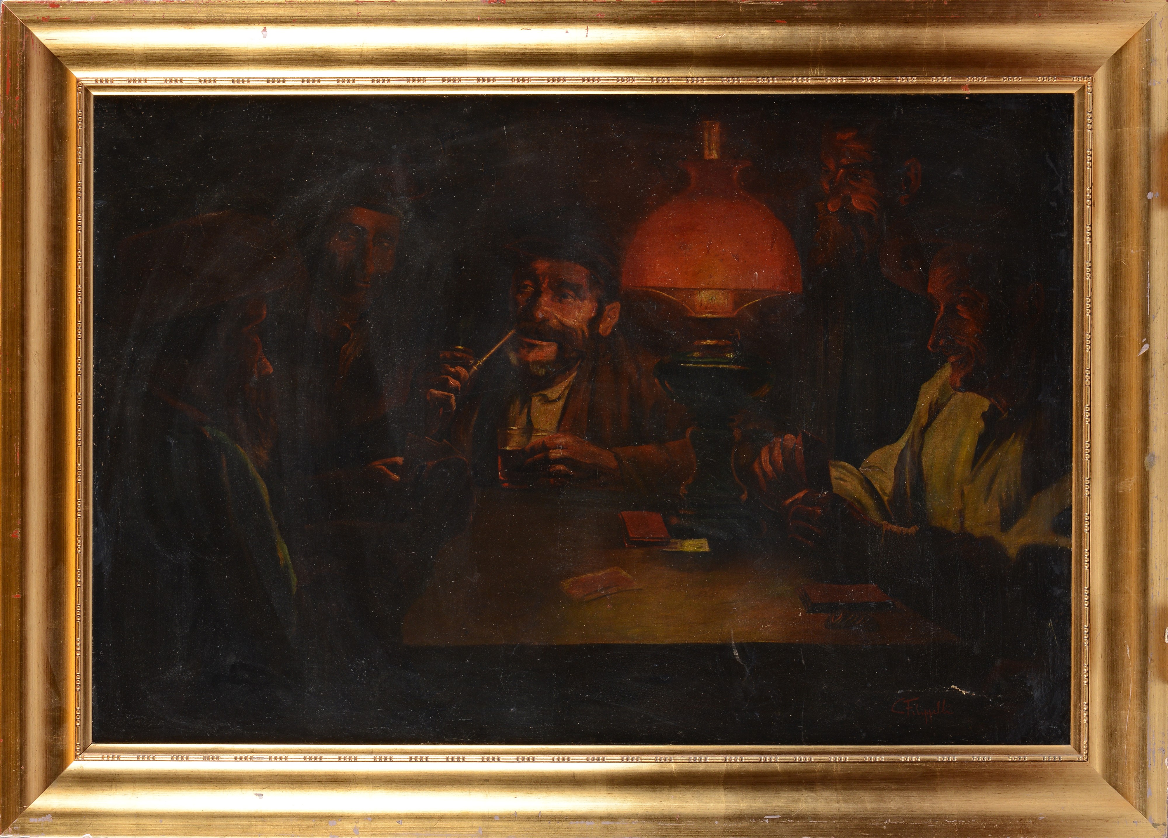 Cafiero Filippelli - Giocatori di carte, olio su tela