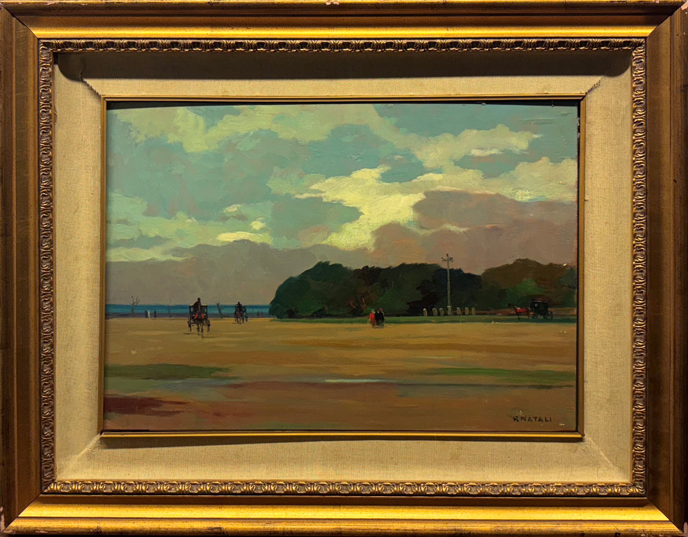 Renato Natali - Paesaggio, olio su tavola