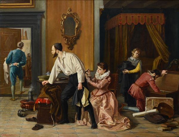Giulio Queirolo - The escape of Bernardo Strozzi