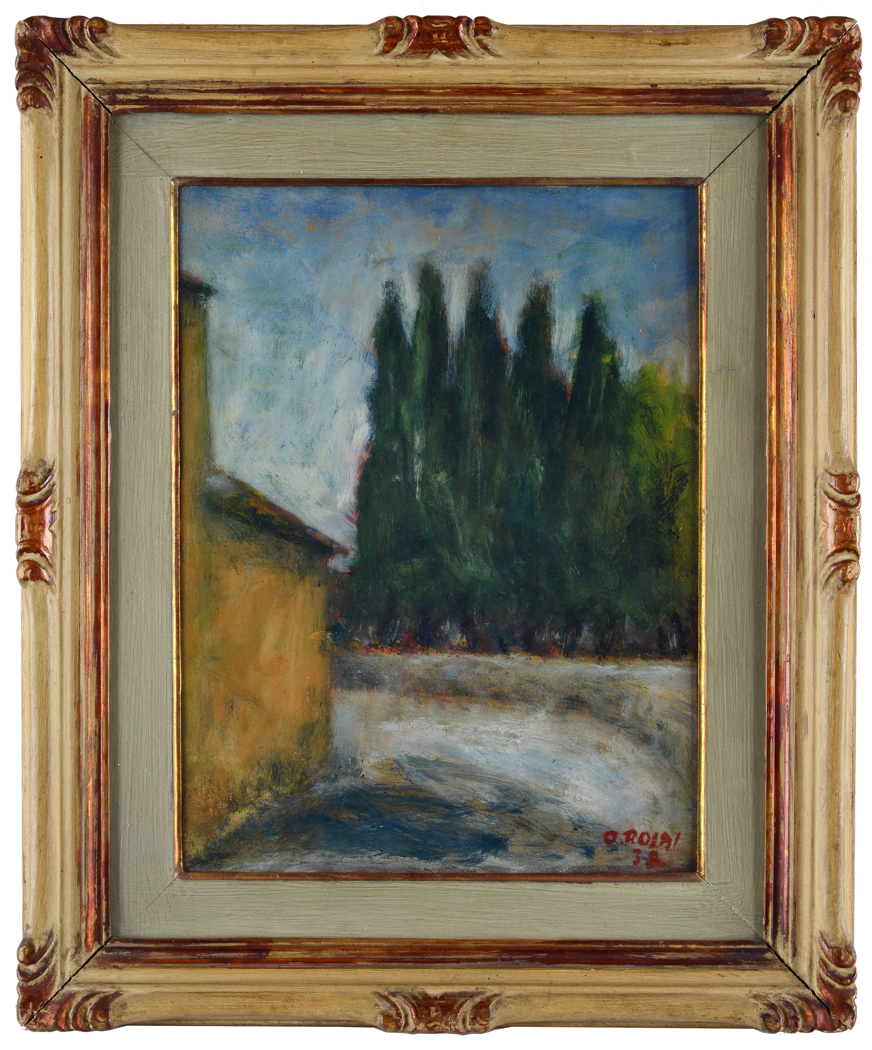 Ottone Rosai - Strada, olio su tavola