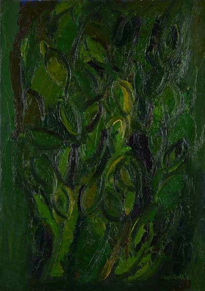 Vegetazione, olio su tela, 100x70 cm, 1961