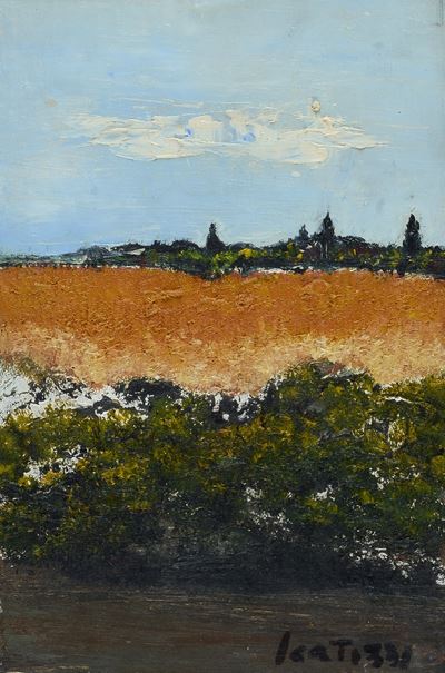 Paesaggio in Valdarno, olio su tavola