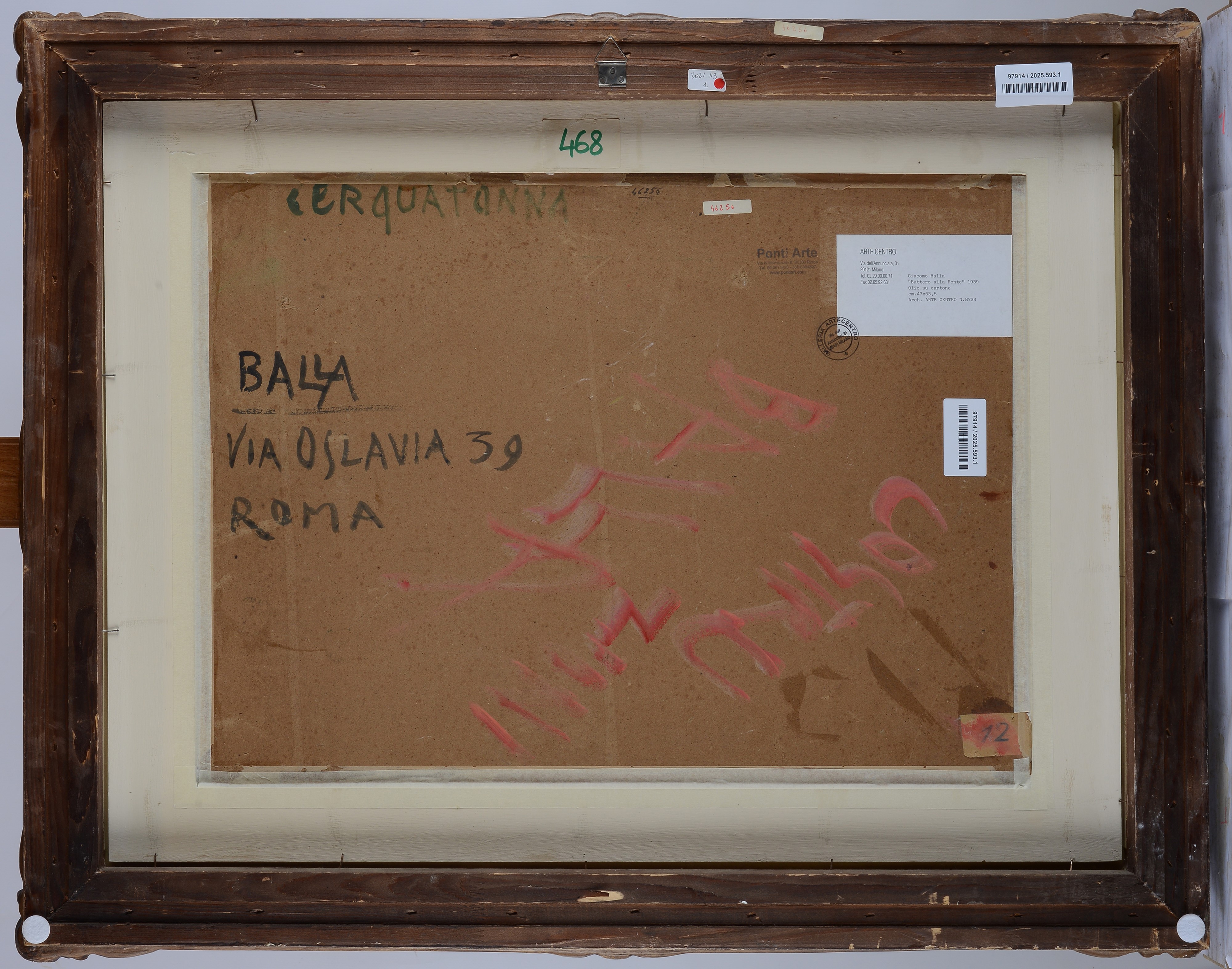 Giacomo Balla - Cavaliere a Campagnano (Buttero alla fonte), olio su cartone pressato