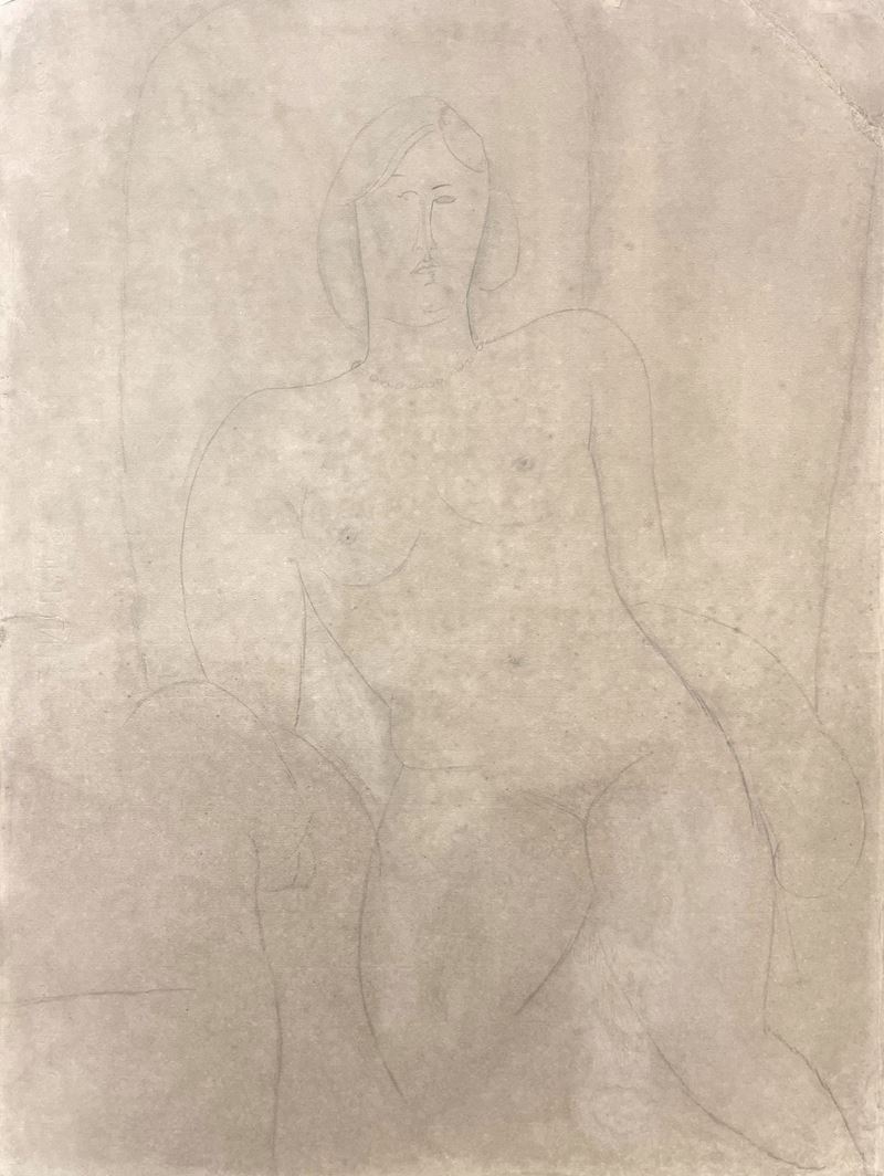 Amedeo Modigliani - Nu dans un fauteuil, matita su carta