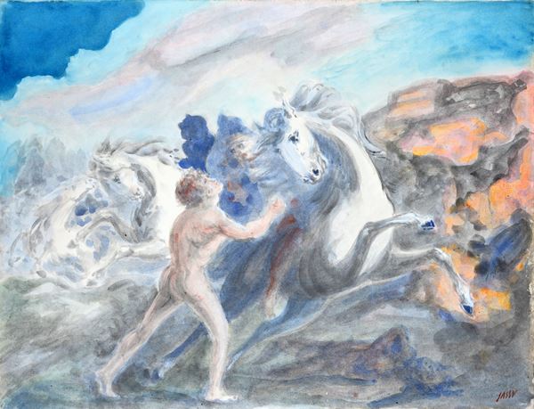 Aligi Sassu - Due cavalli bianchi