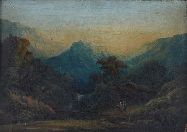 Anonimo, XIX sec. - Landscape with figures