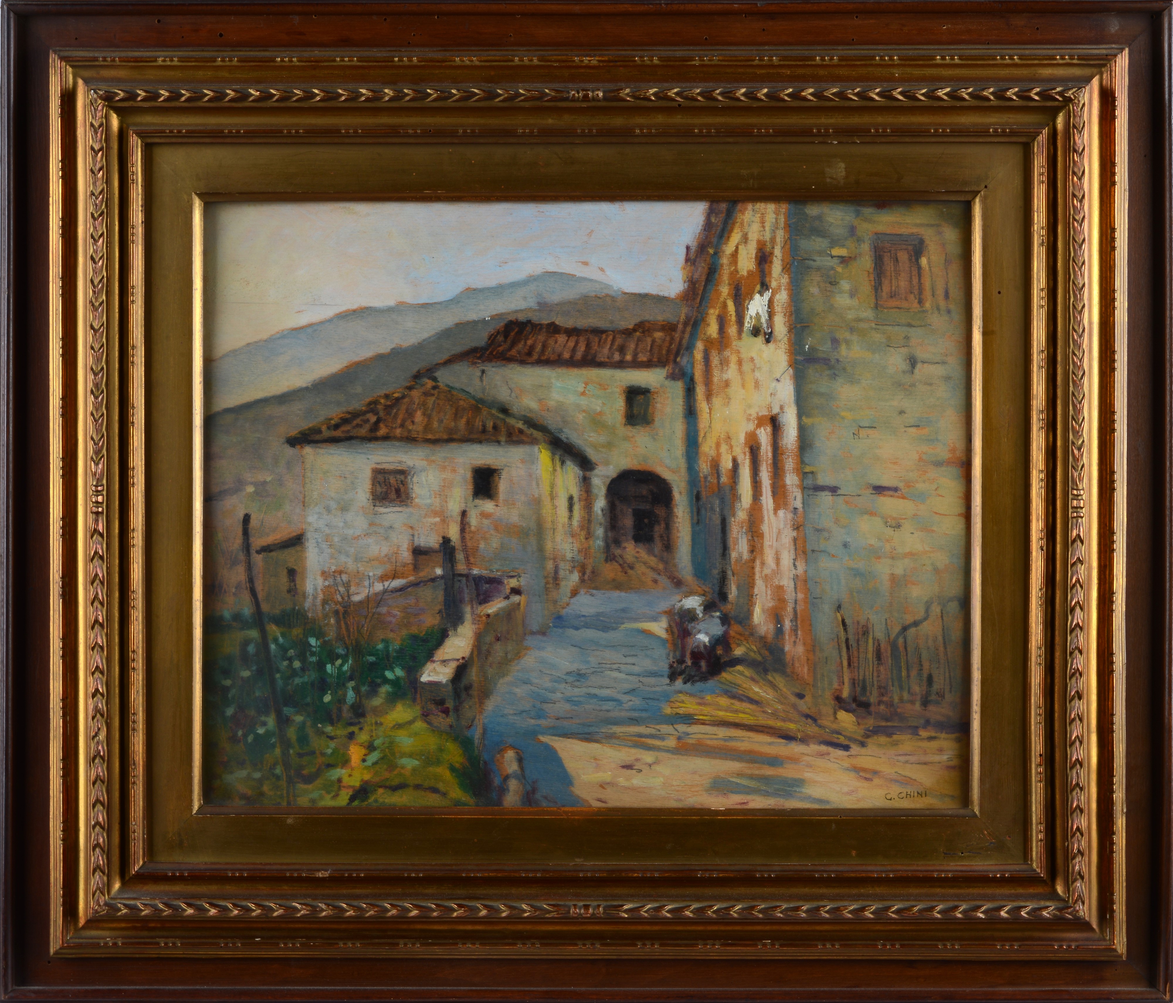 Galileo Chini - Casa colonica (Striglianella), olio su legno