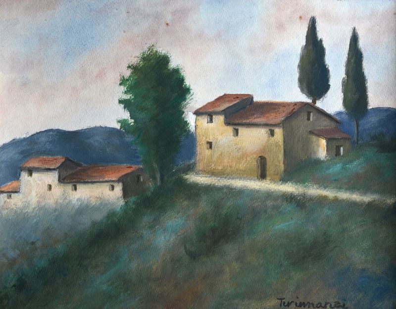 Nino Tirinnanzi - Casolari – Olio su carta riportata su cartone