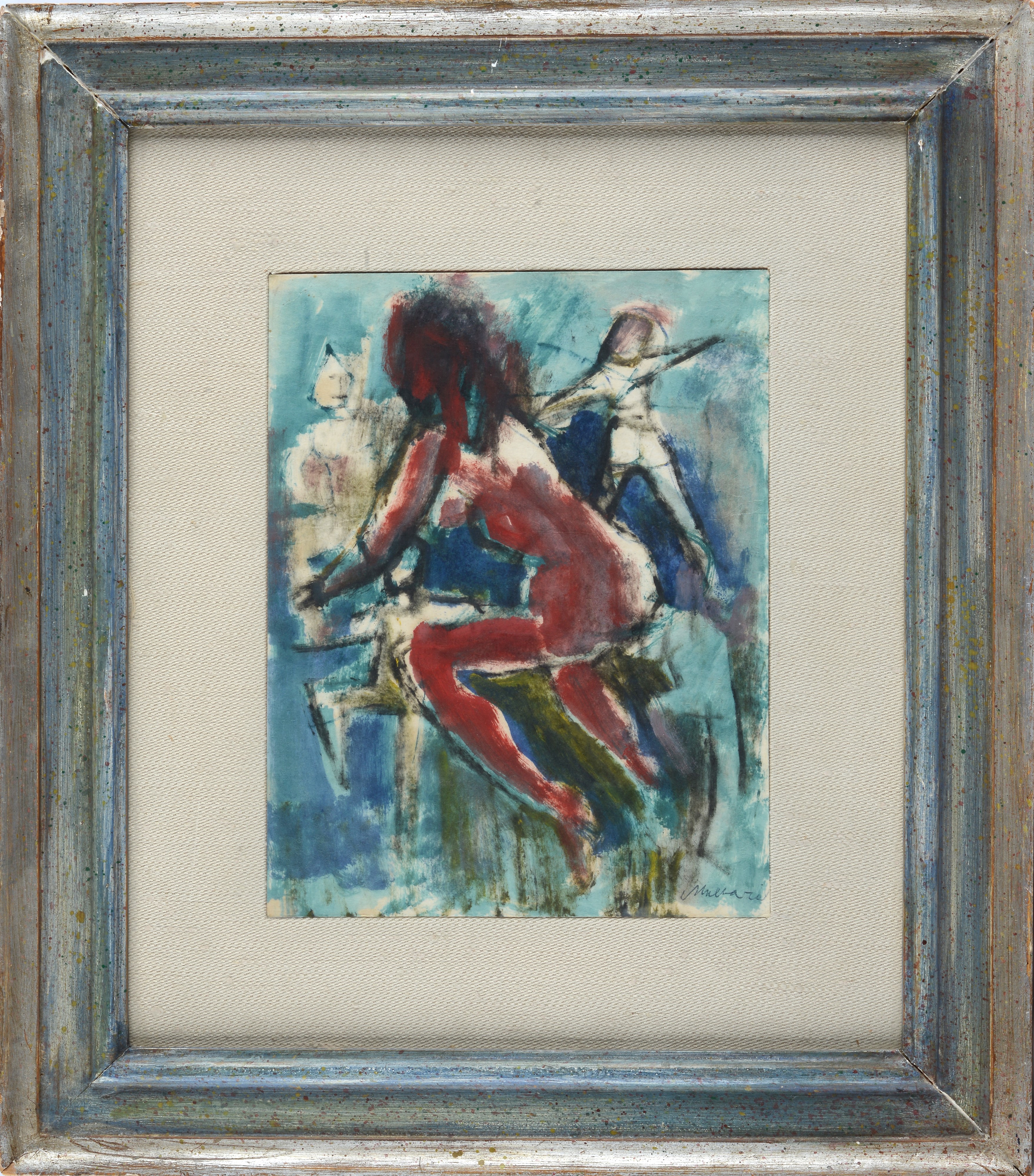 Mino Maccari - Nudo, olio su cartone