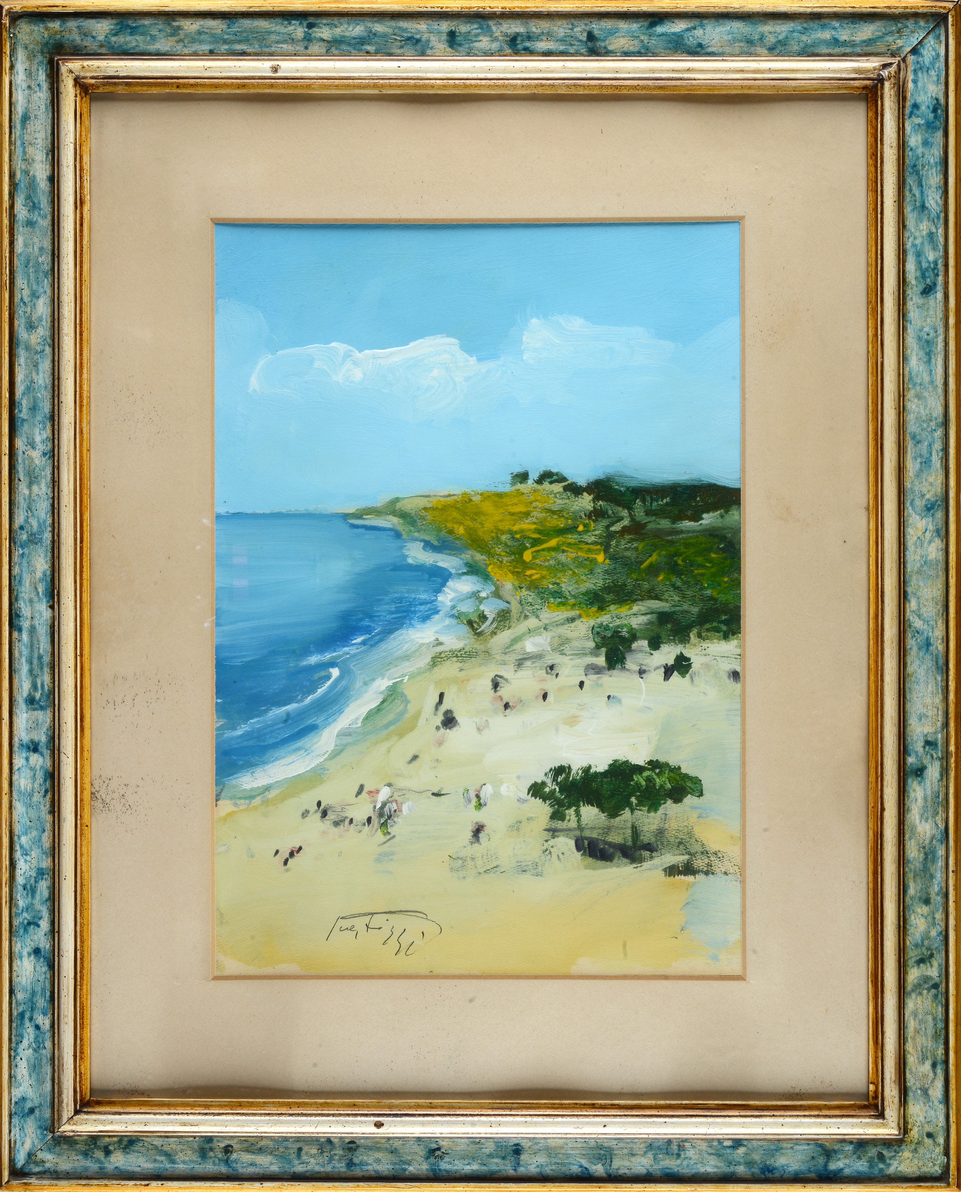 Sergio Scatizzi - Paesaggio costiero, olio su carta