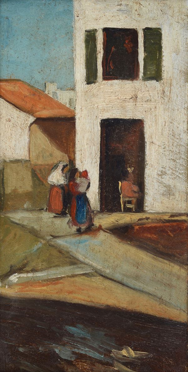 Anonimo, XX sec. - Houses and figures