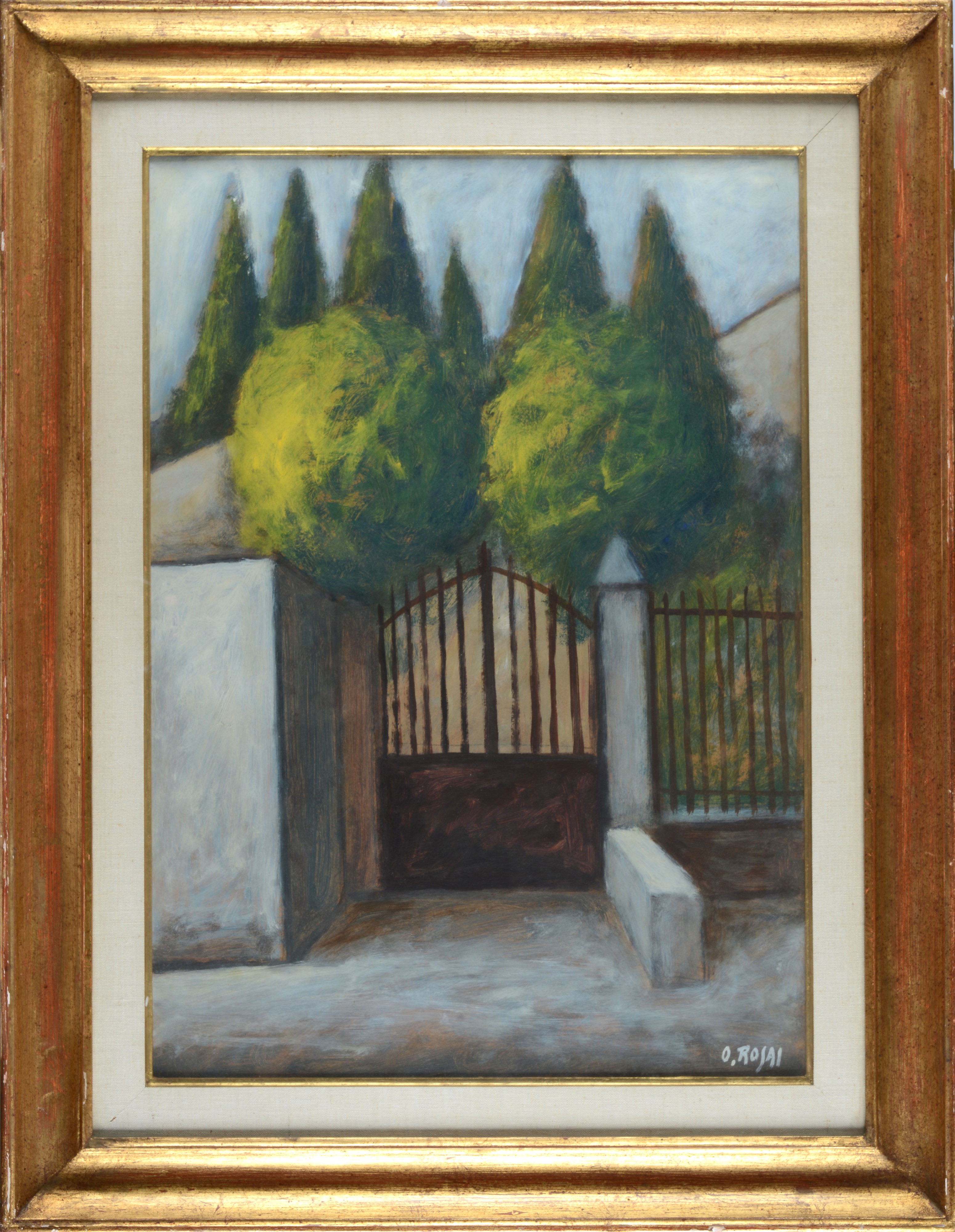 Ottone Rosai - Al parco, olio su faesite