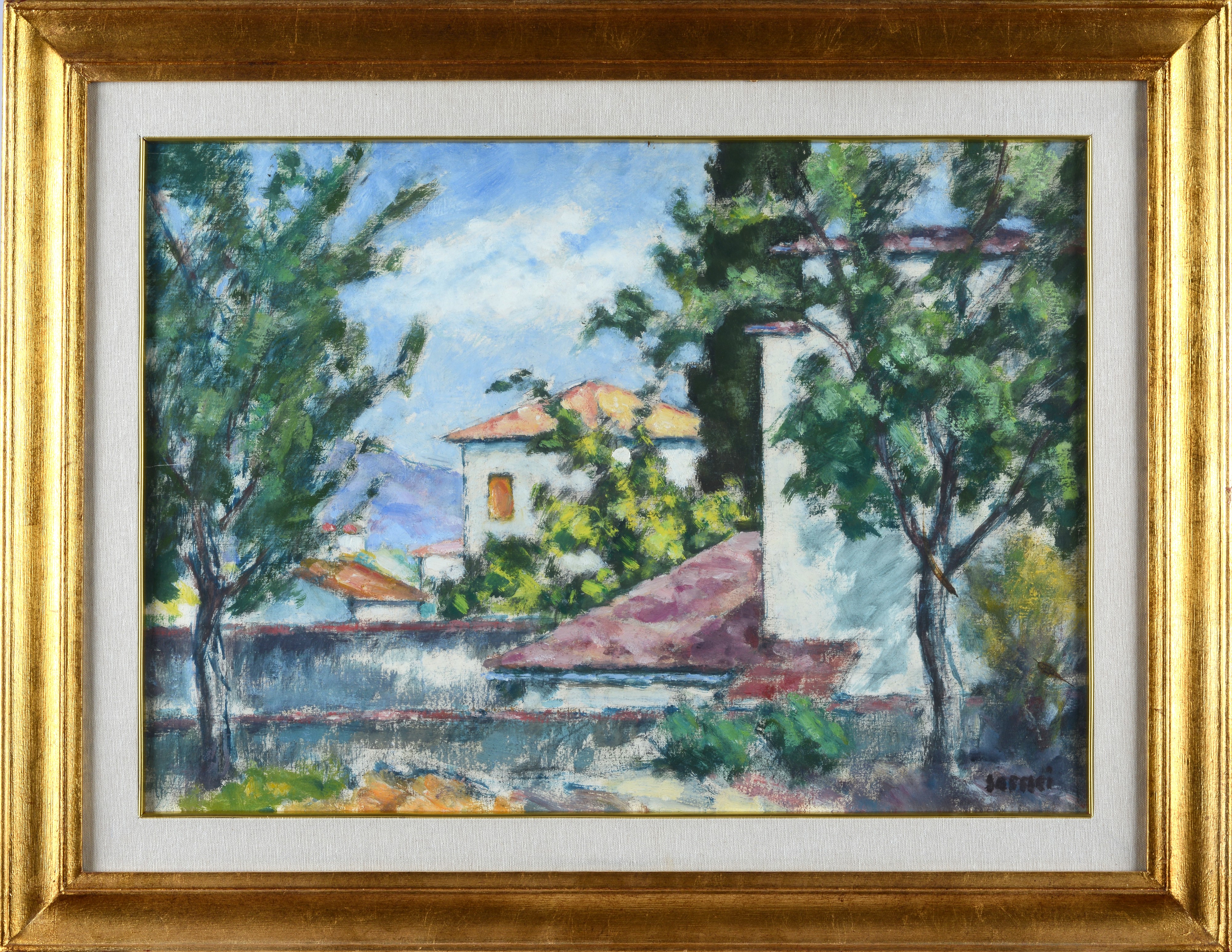 Ardengo Soffici - Case al poggio, olio su tela riportata su cartone