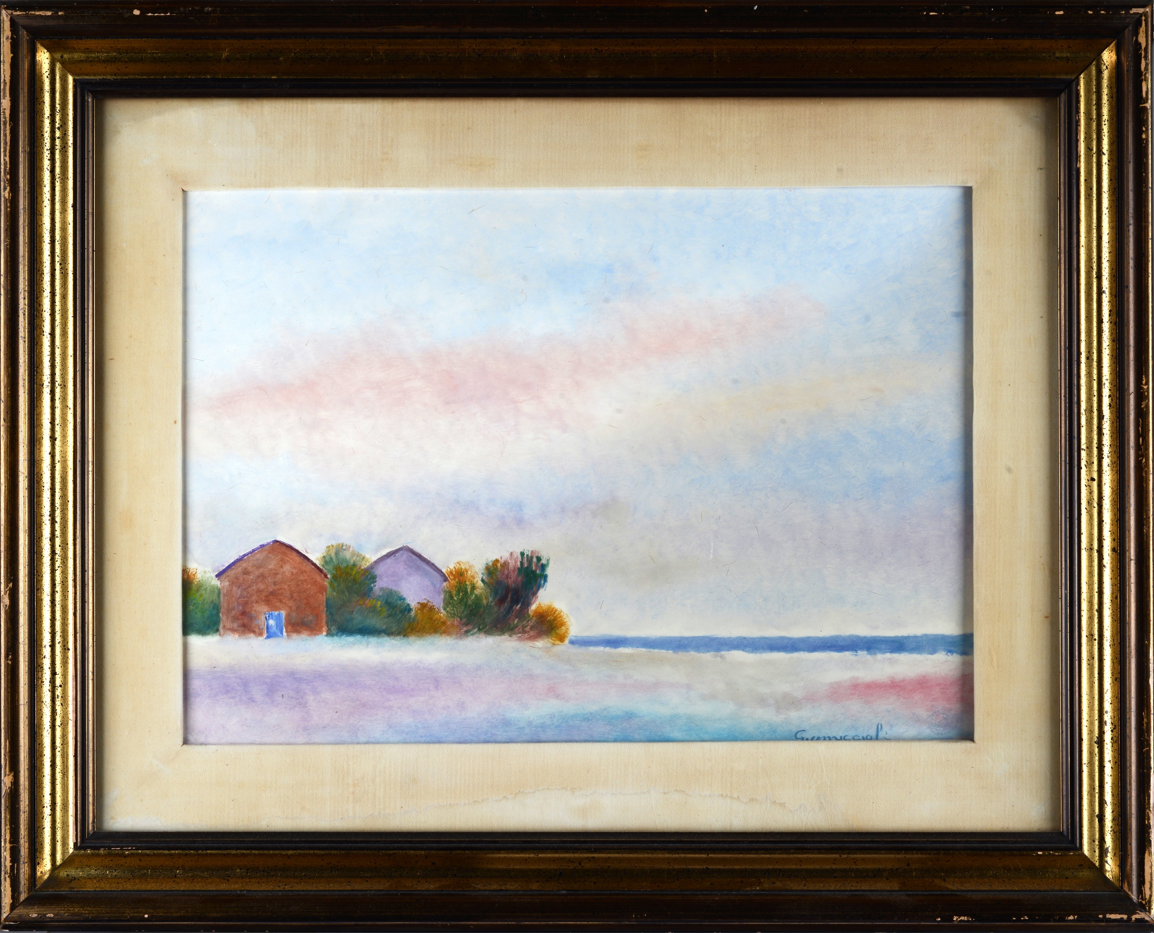 Giovanni Omiccioli - Paesaggio, olio su cartone