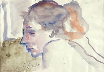 Profilo di ragazza, acquerello su carta