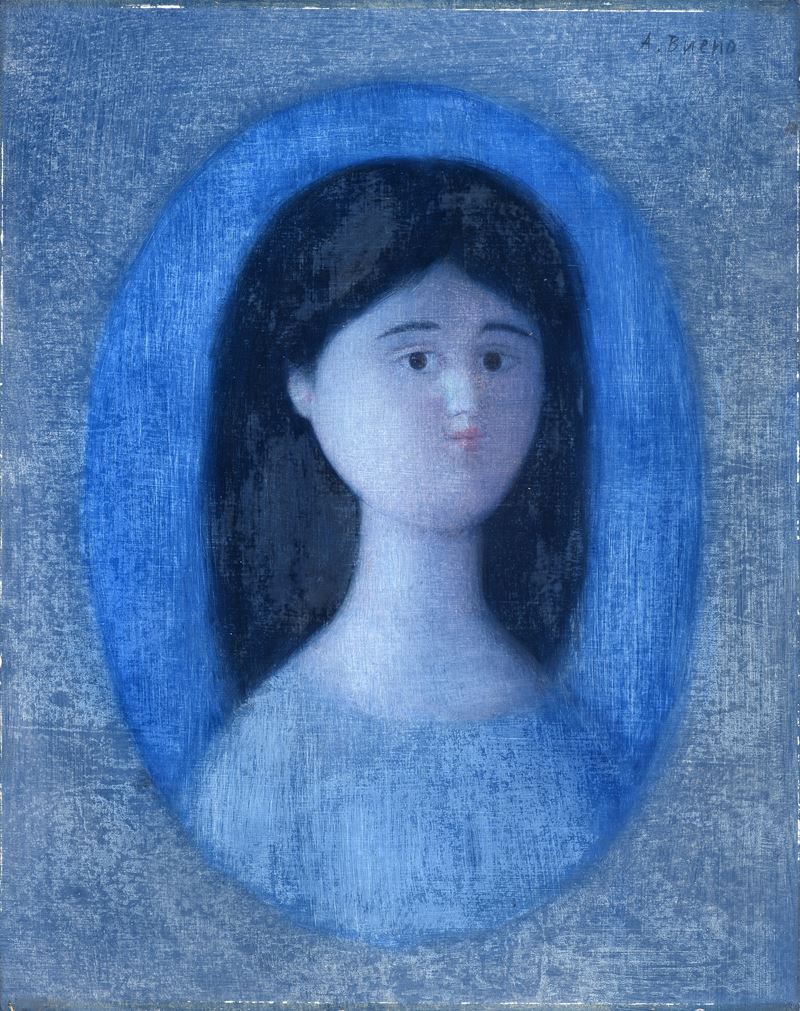 Antonio Bueno - Ragazza, olio su faesite