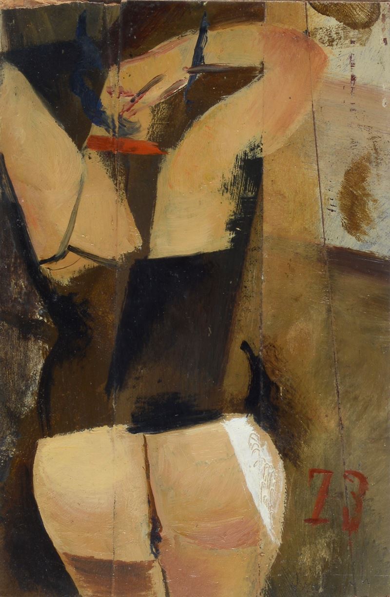 Alberto Manfredi - Nudo di spalle, olio su faesite