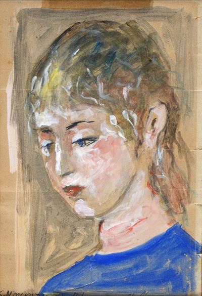 Volto maschile, olio su carta, 1953