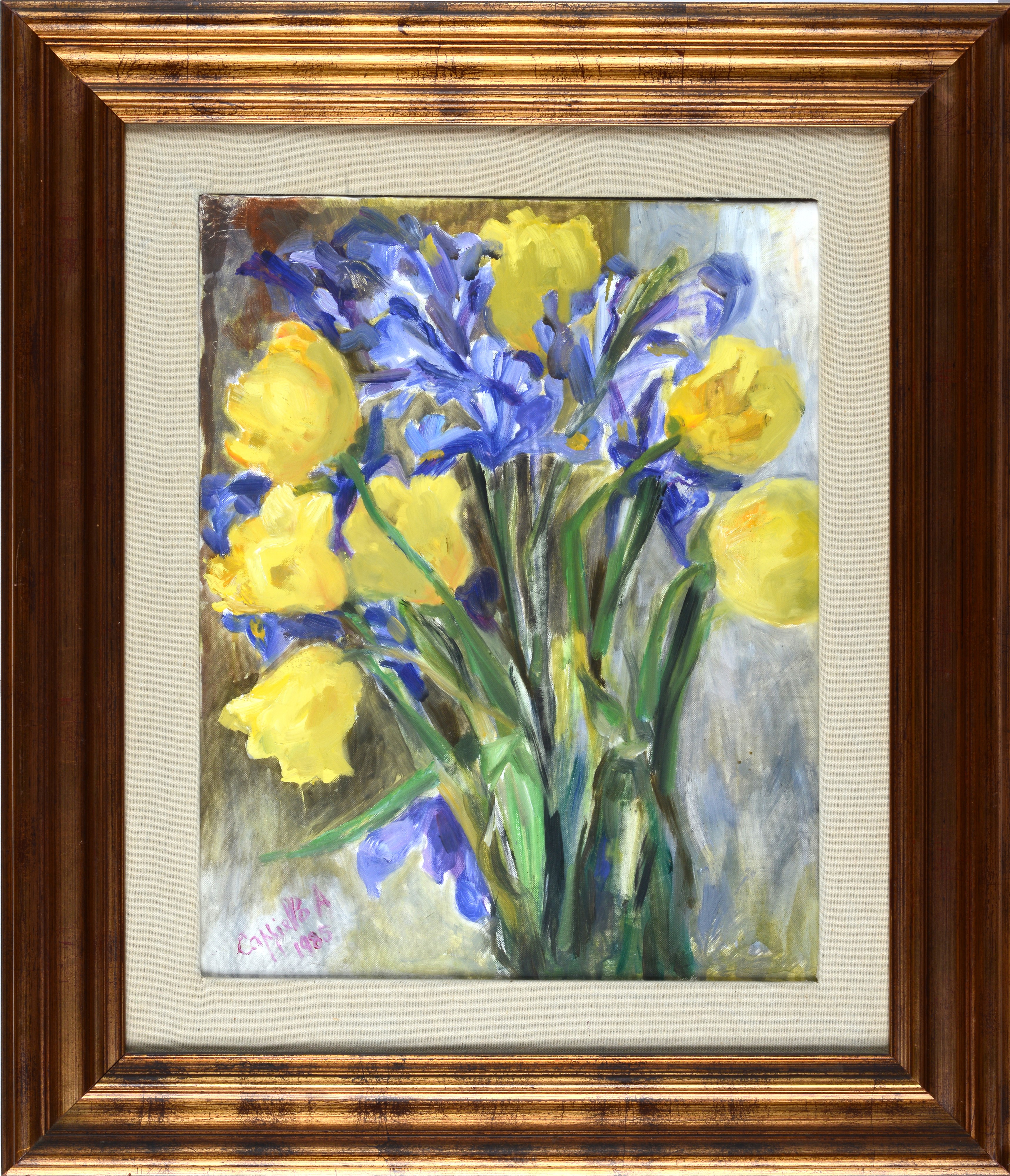 Anonimo, XX Sec. - Anonimo, Vaso con fiori, olio su tela