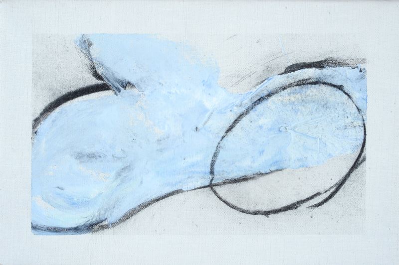 Mario Schifano - Senza titolo, smalto e carboncino su tela