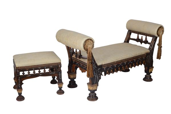 Carlo   Bugatti - A sofa with pouf