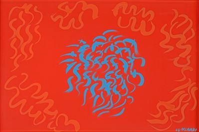 Azzurro Rosso Arancio, tempera su cartoncino