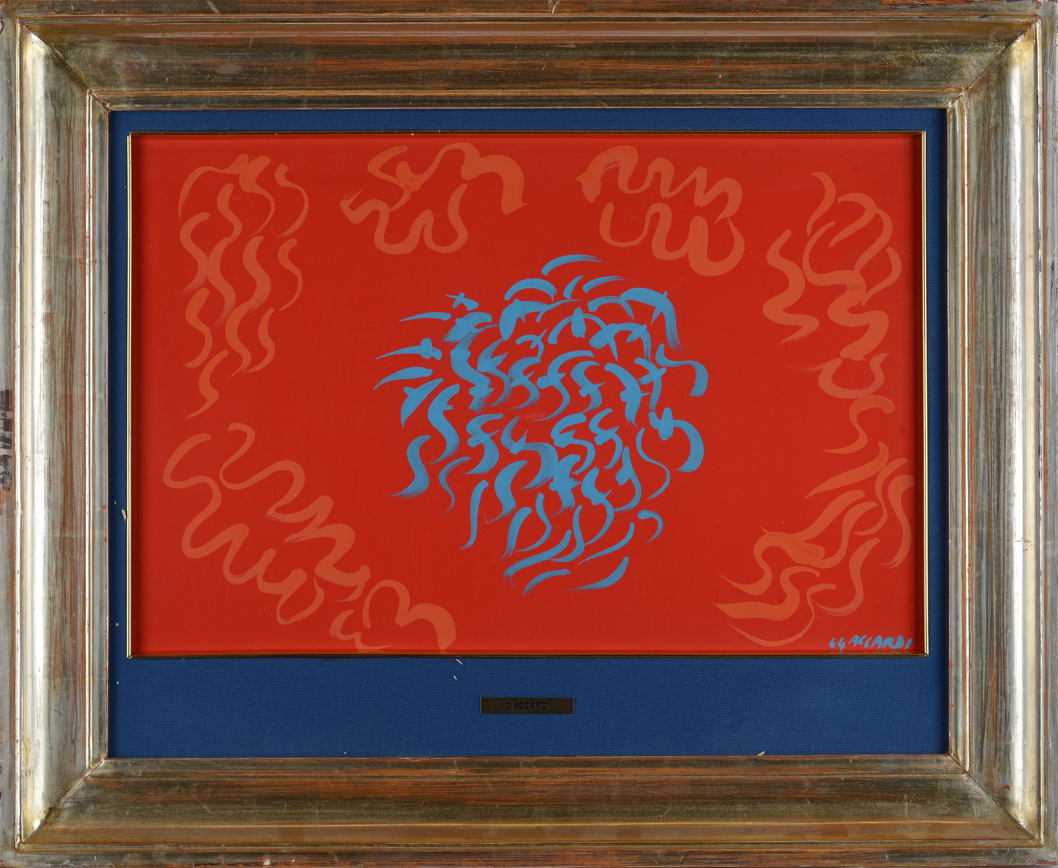 Carla Accardi - Azzurro Rosso Arancio, tempera su cartoncino