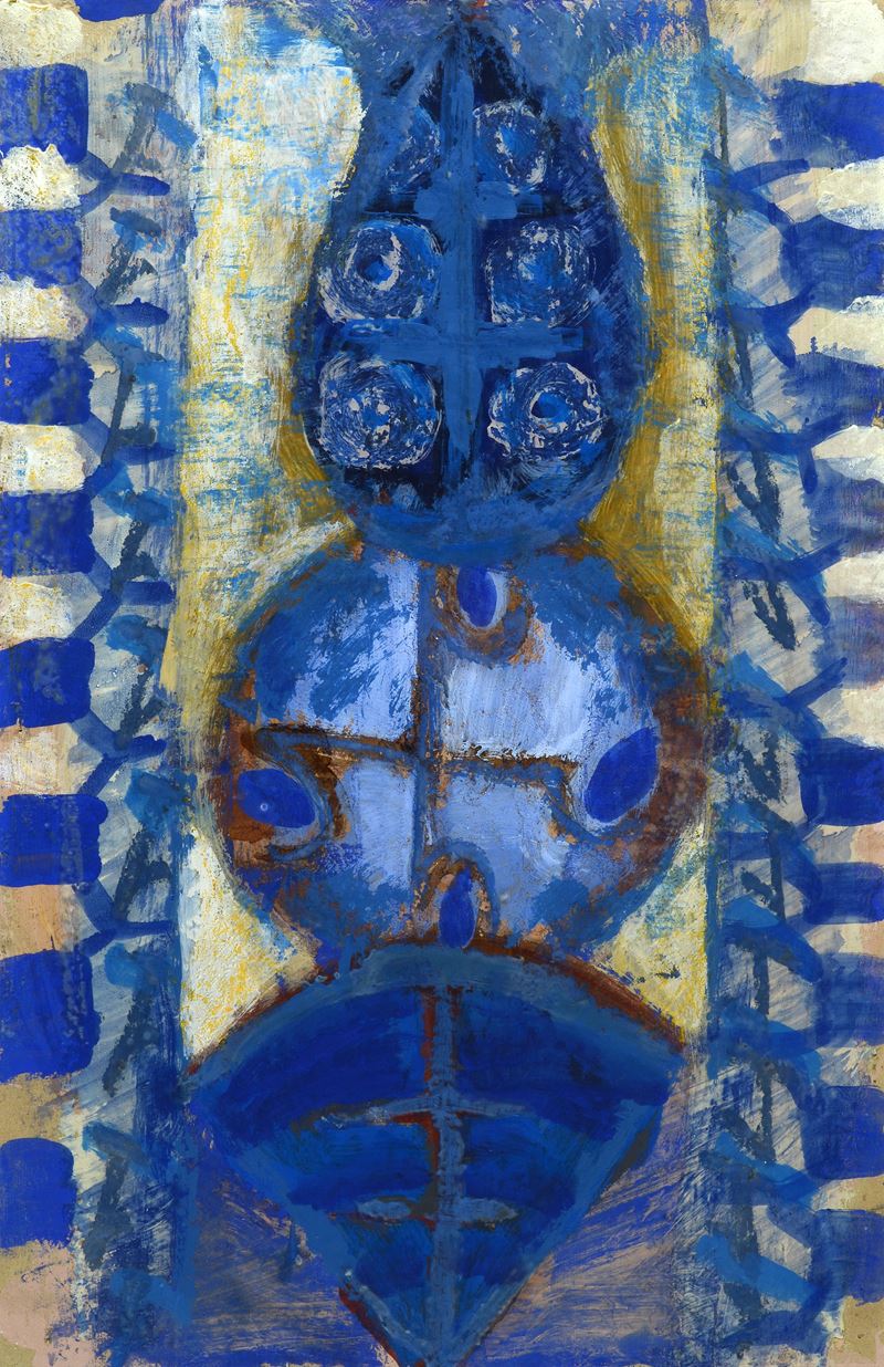 Bruno Ceccobelli - Senza titolo, olio e tecnica mista su carta
