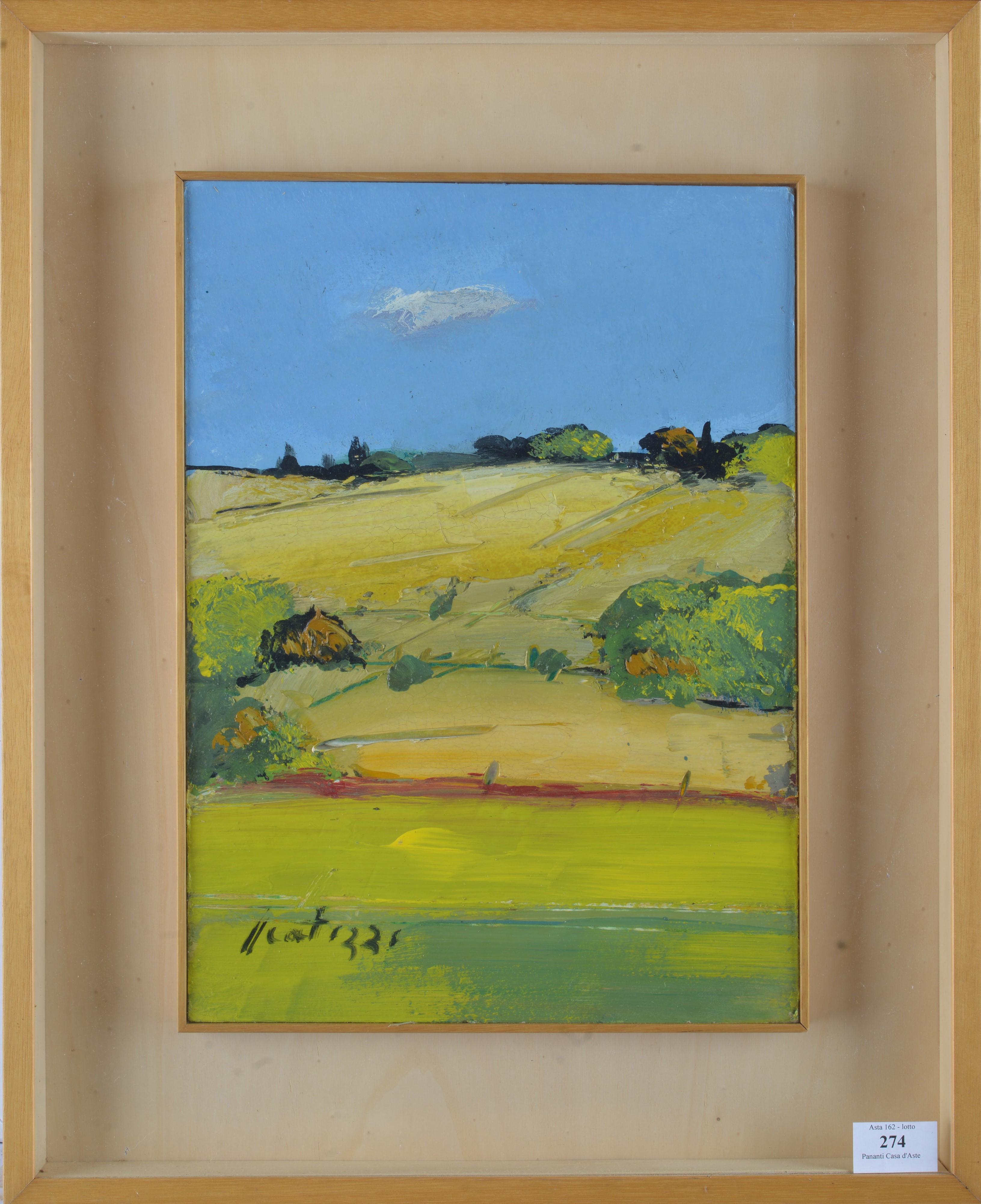 Sergio Scatizzi - Paesaggio, olio su cartone