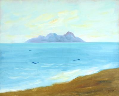 Paesaggio, olio su cartone