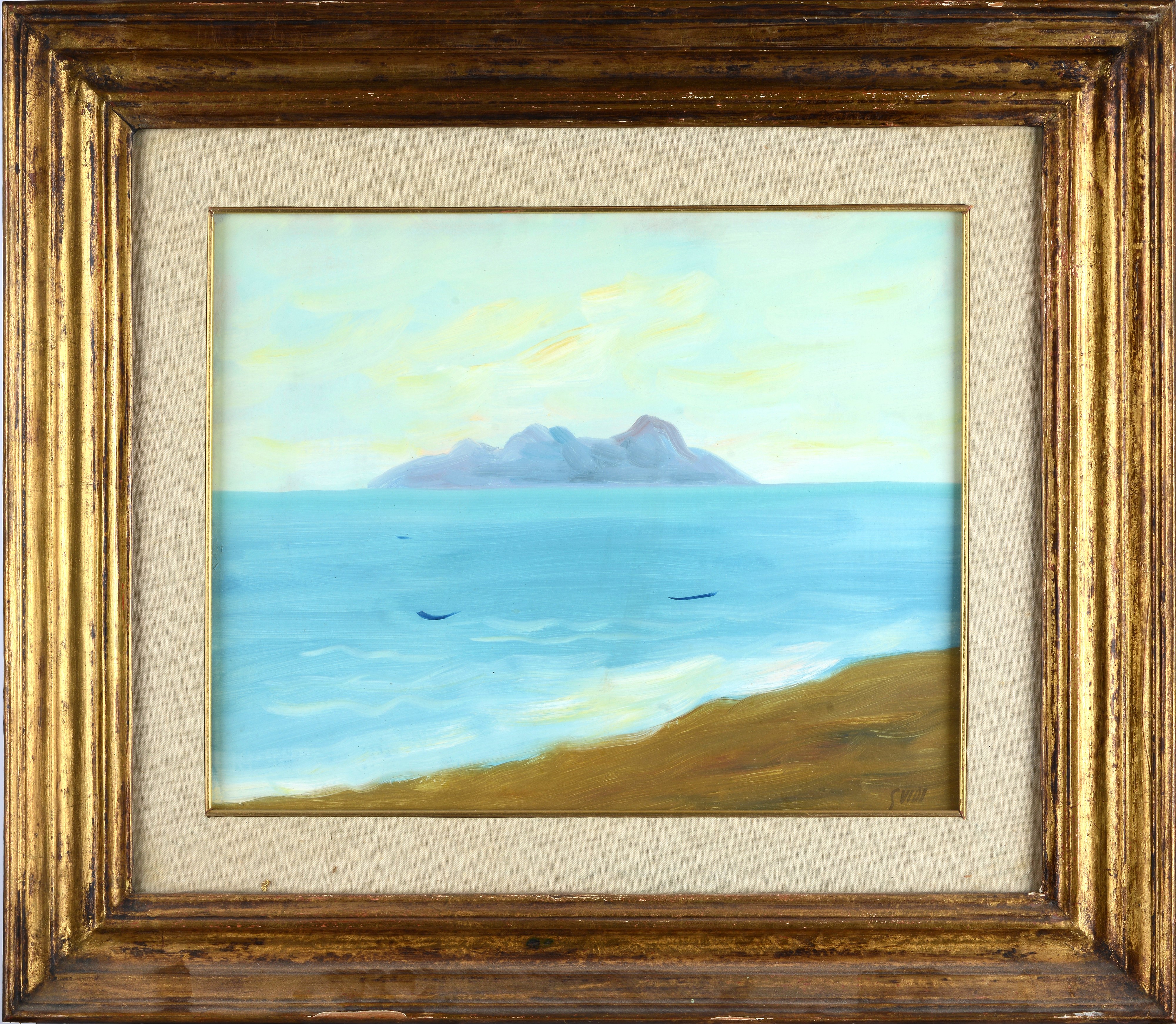 Virgilio Guidi - Paesaggio, olio su cartone