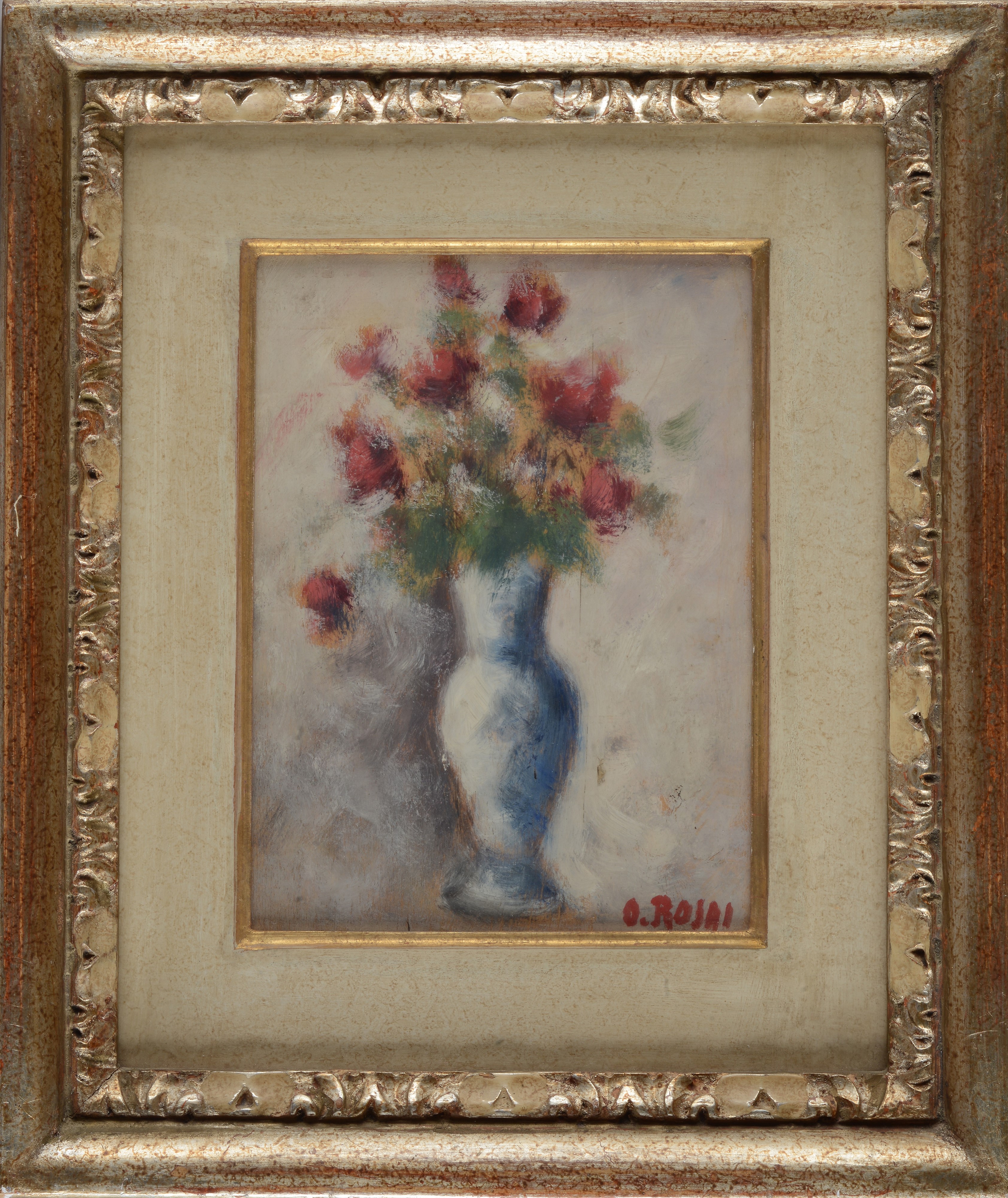 Ottone Rosai - Vaso di fiori, olio su tavola