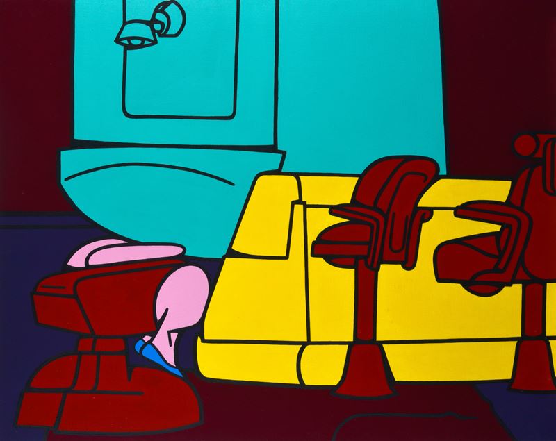 Valerio Adami - Interno pubblico, acrilico su tela