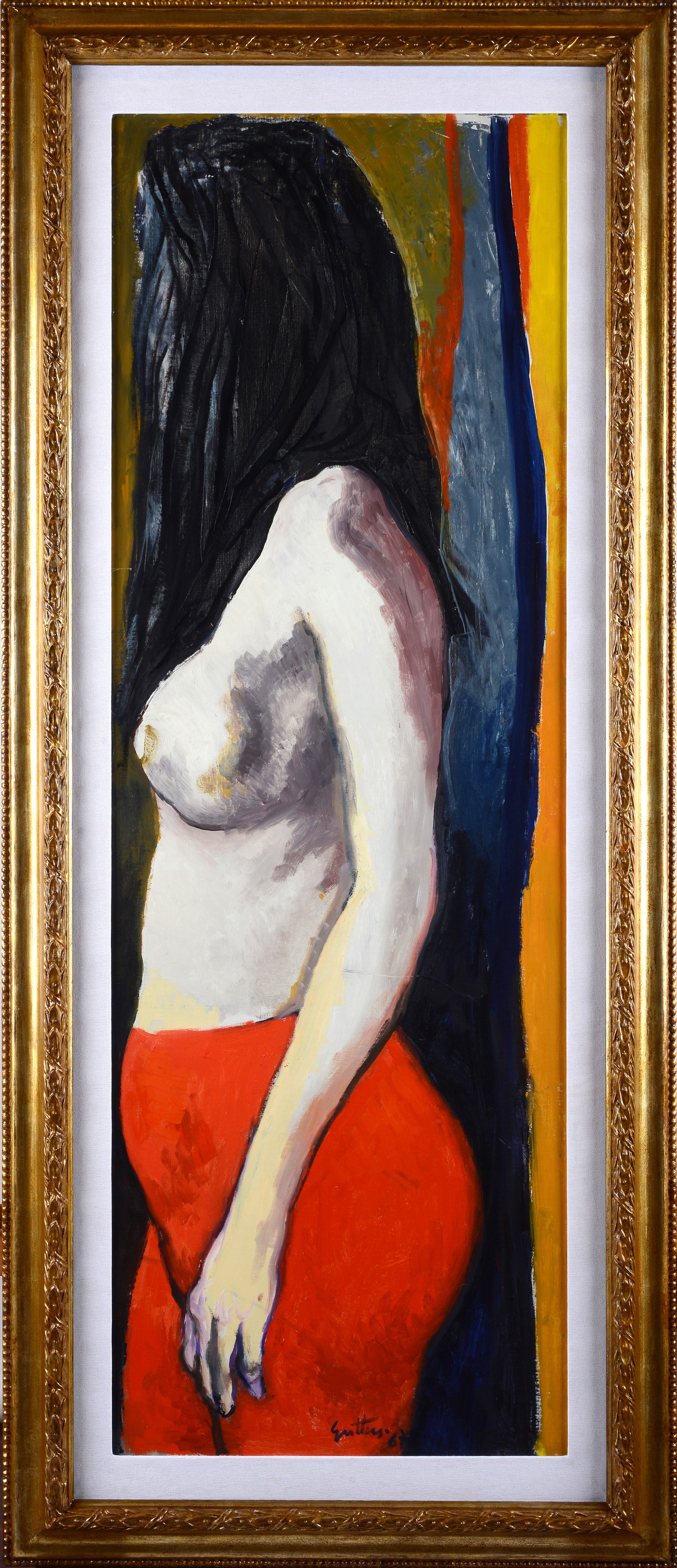 Renato Guttuso - Figura di donna, olio su tela cm 150x52, 1967