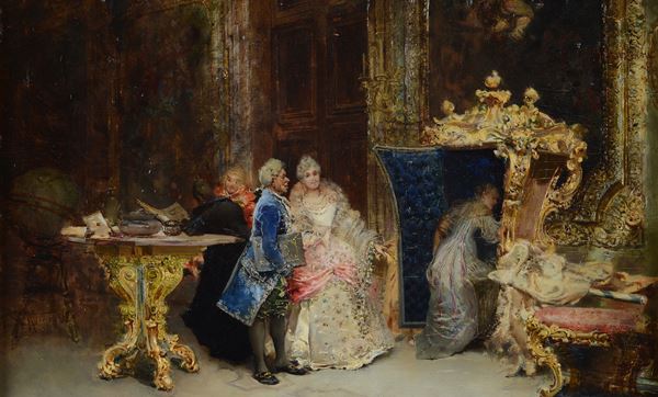 Sebastiano Guzzone - Interior with figures in costume 