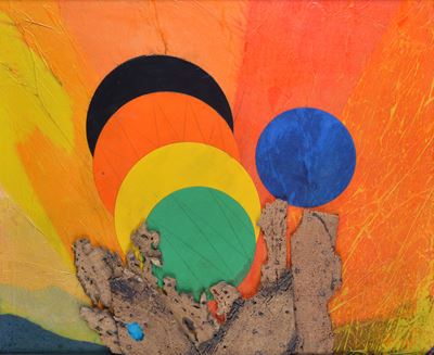 Senza titolo, collage e sughero su tavola
