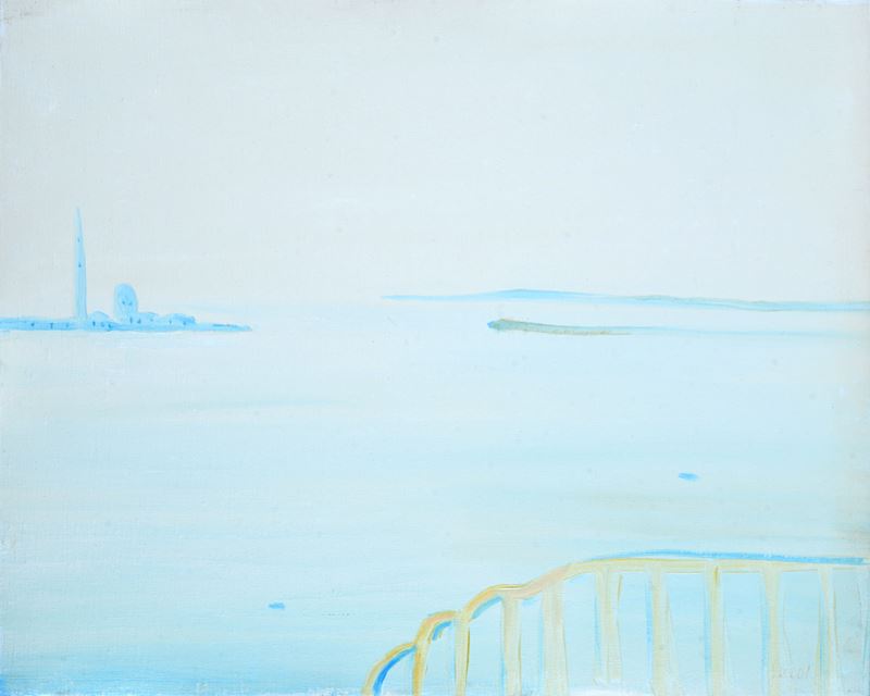 Virgilio Guidi - San Giorgio a Venezia, olio su tela, cm. 45x50