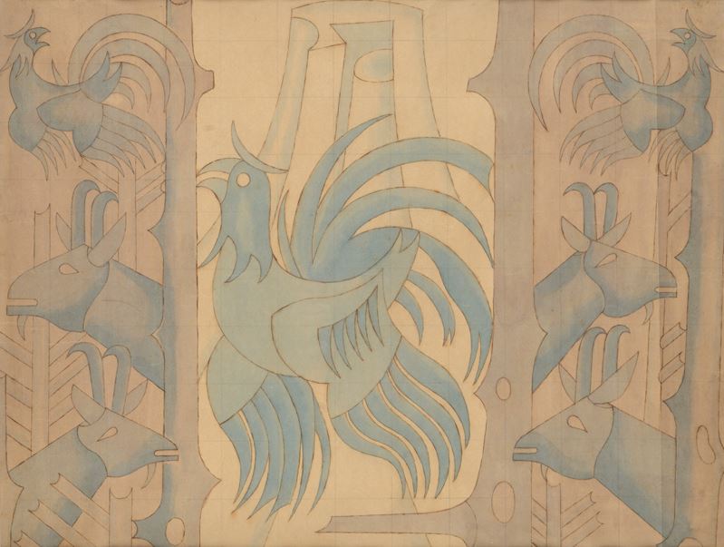 Fortunato Depero - Studio per la caccia, china e inchiostro blu su carta