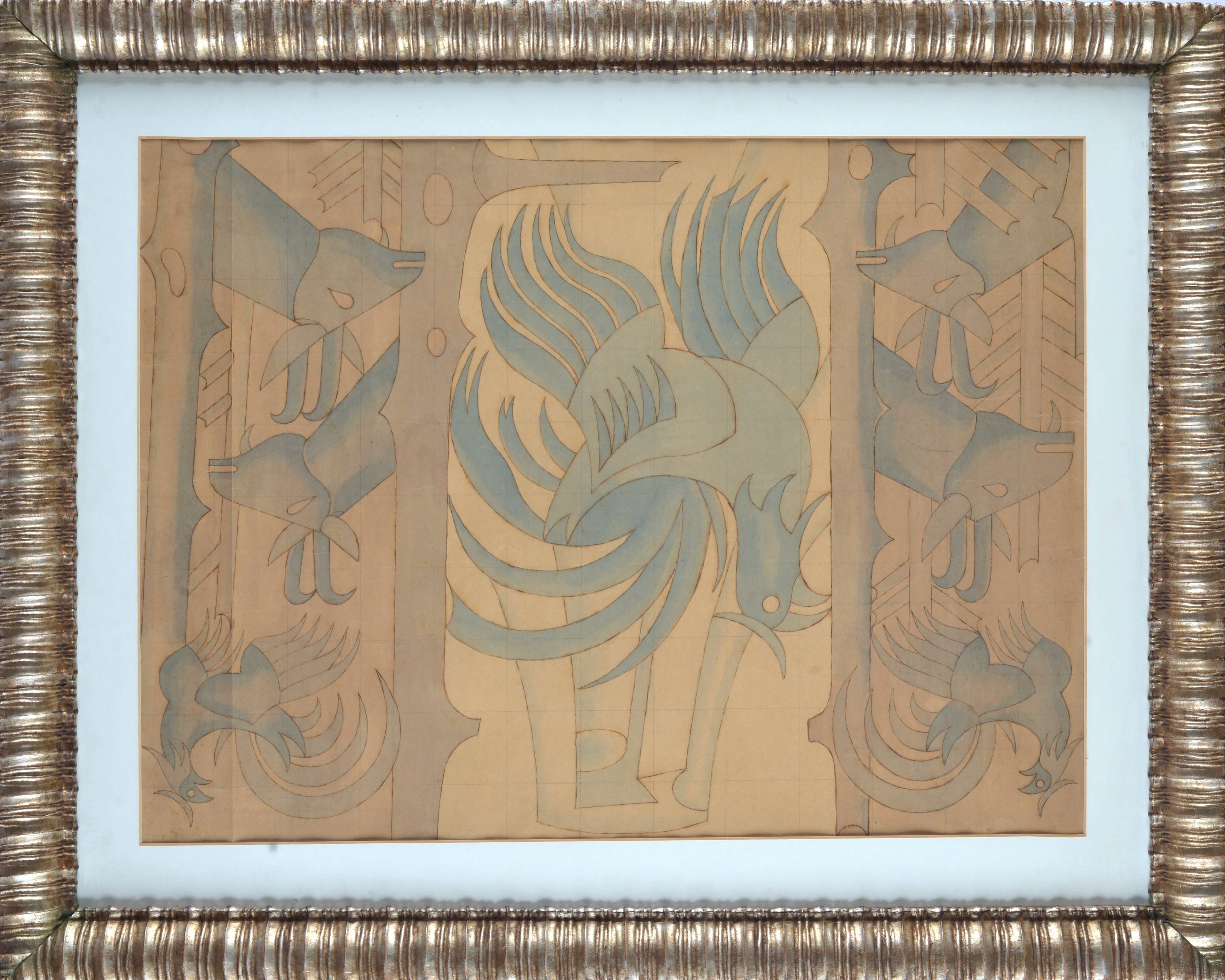 Fortunato Depero - Studio per la caccia, china e inchiostro blu su carta
