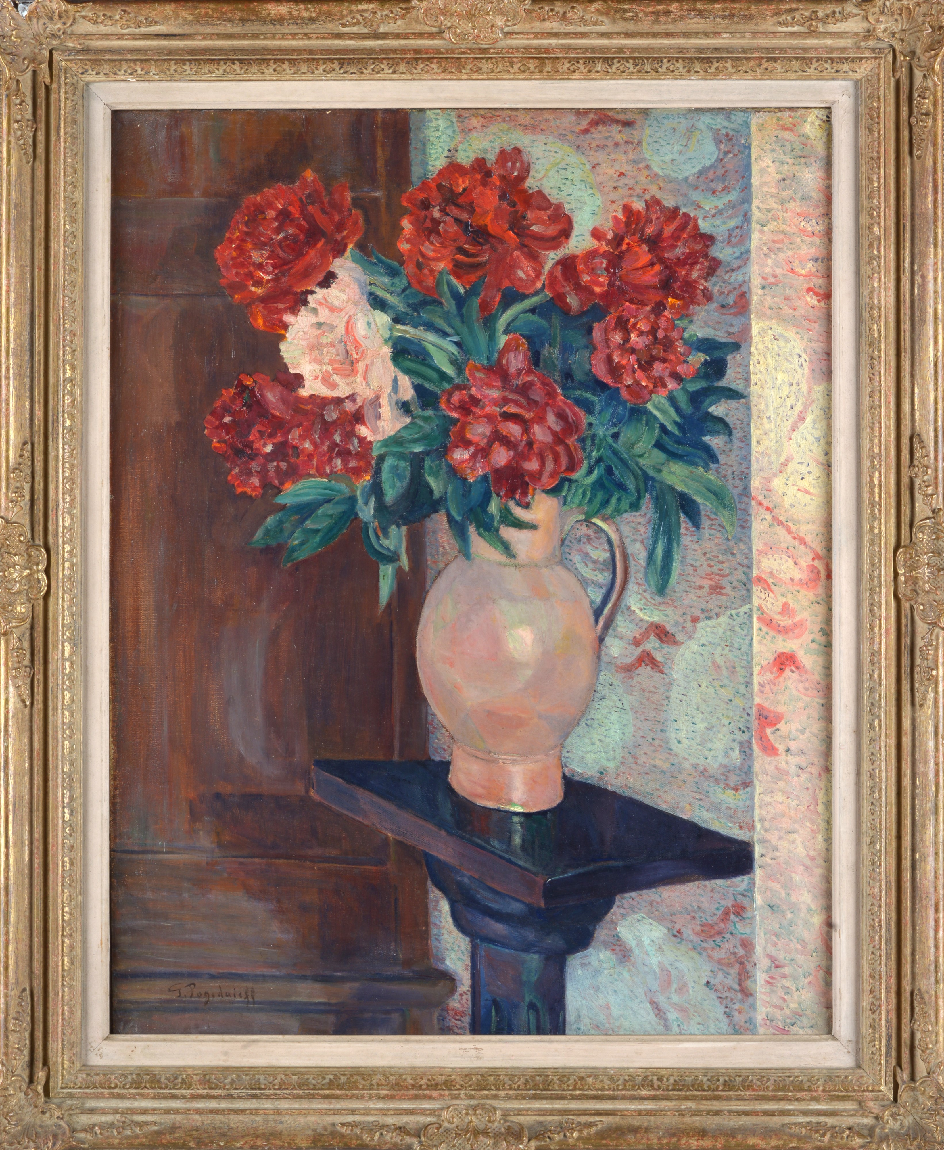 Attr. a Georges De Pogedaieff - Fiori nel vaso, olio su tela