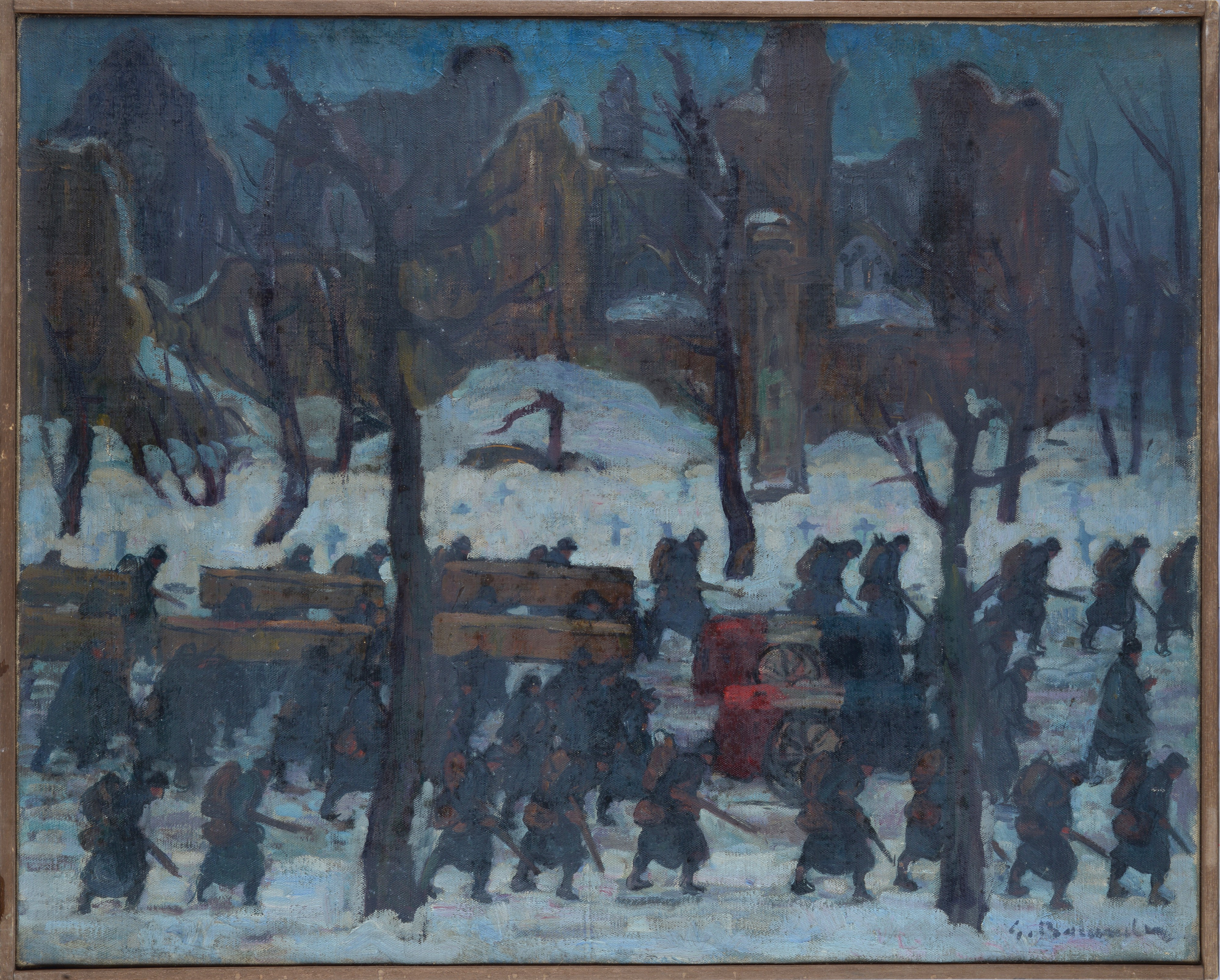 Attr. a Gaston Balande - Il corteo degli eroi, olio su tela
