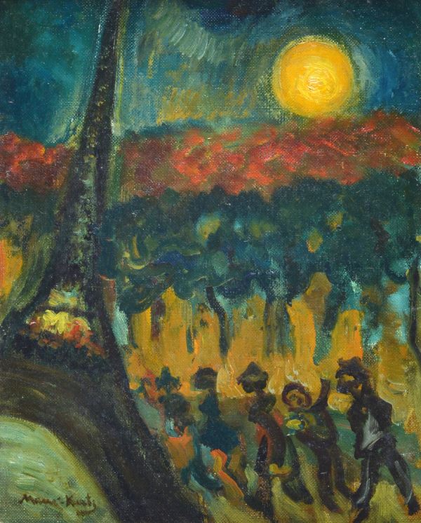 Attr. a Emmanuel Mané-Katz - Eiffel Tower with characters